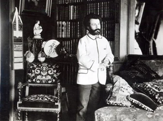 Camille Flammarion (1842-1925) in zijn studeerkamer, 1893